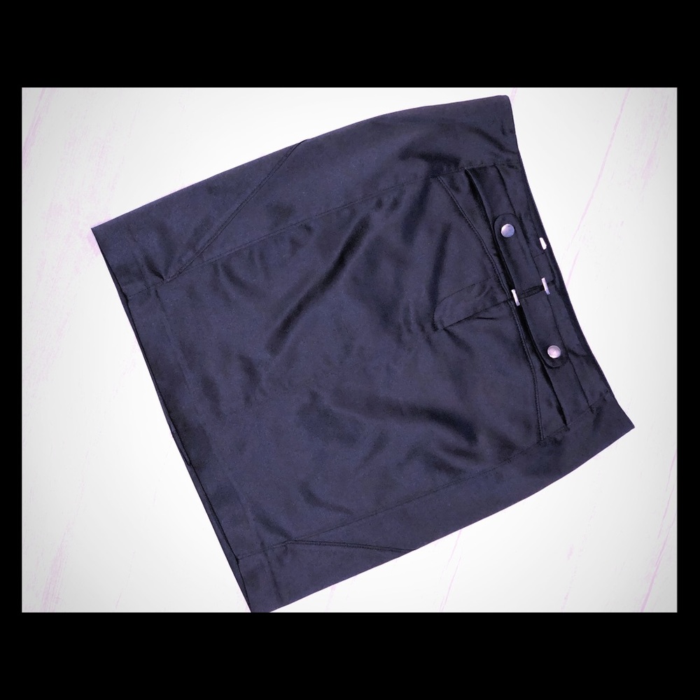 BEBE Black Satin Skirt Sz 8